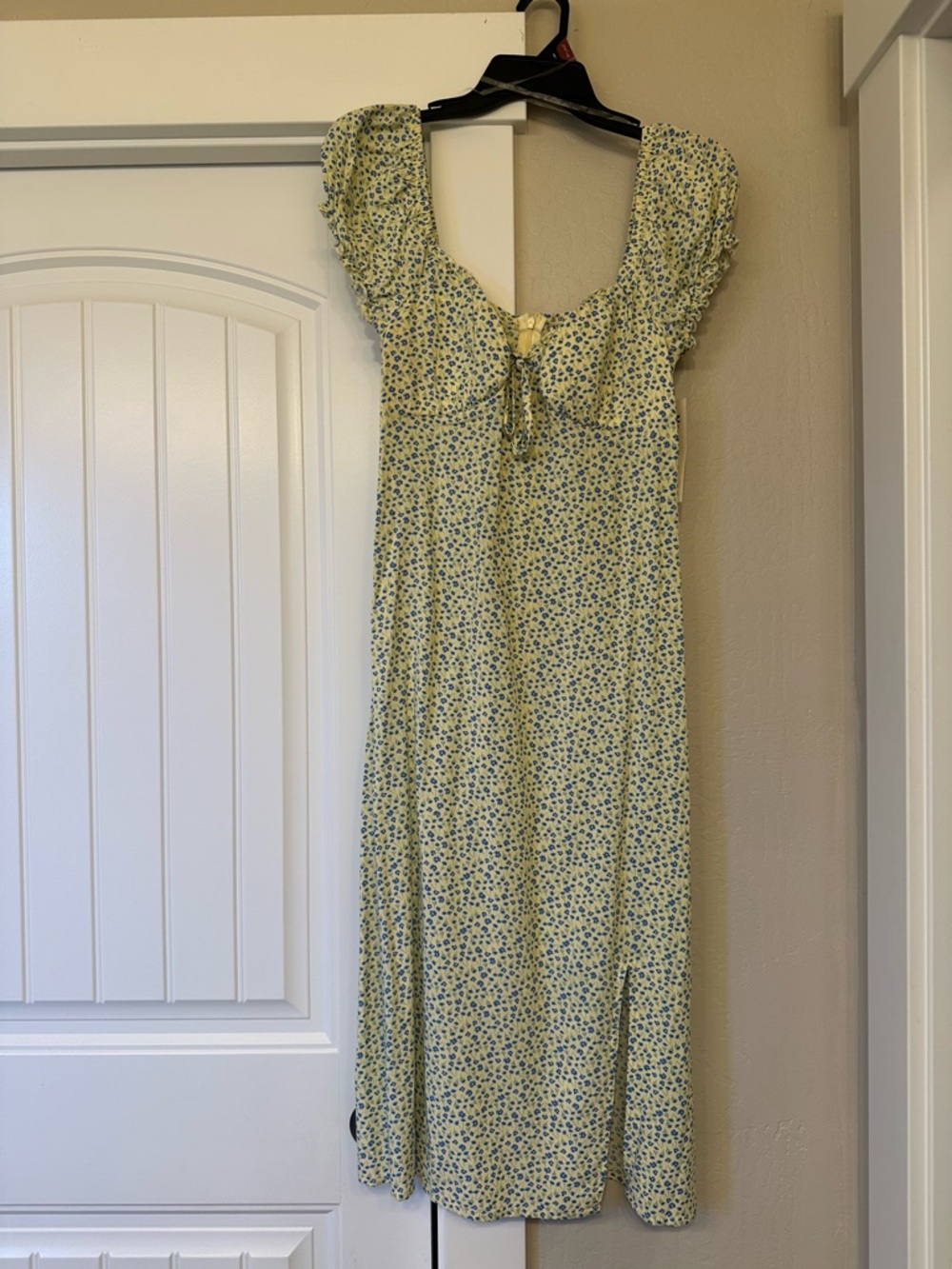 No Boundaries Yellow Floral Tie-Front Midi Dress